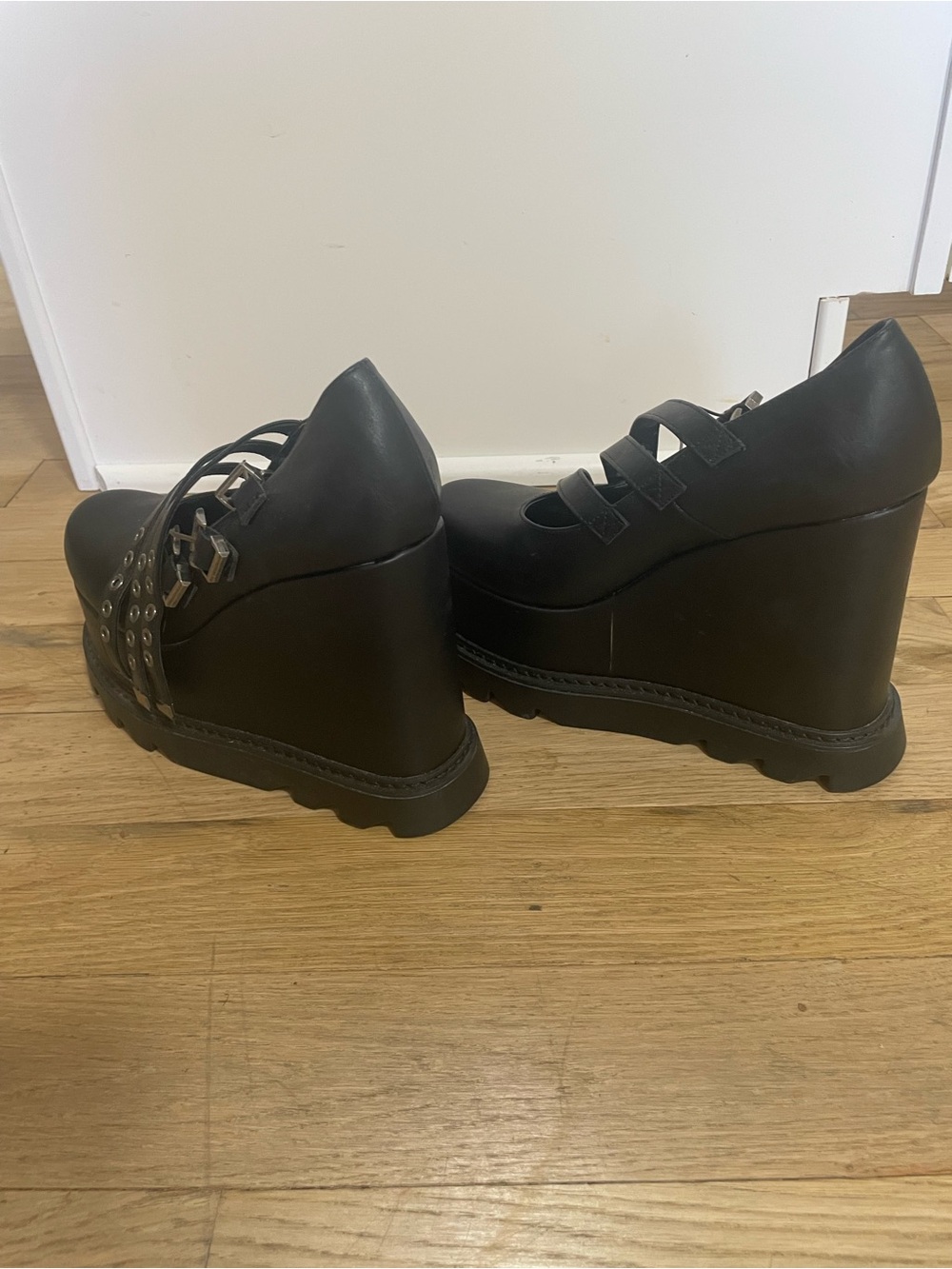 Dolls Kill Black Strappy Platform Mary Jane Heels - Picture 4 of 5